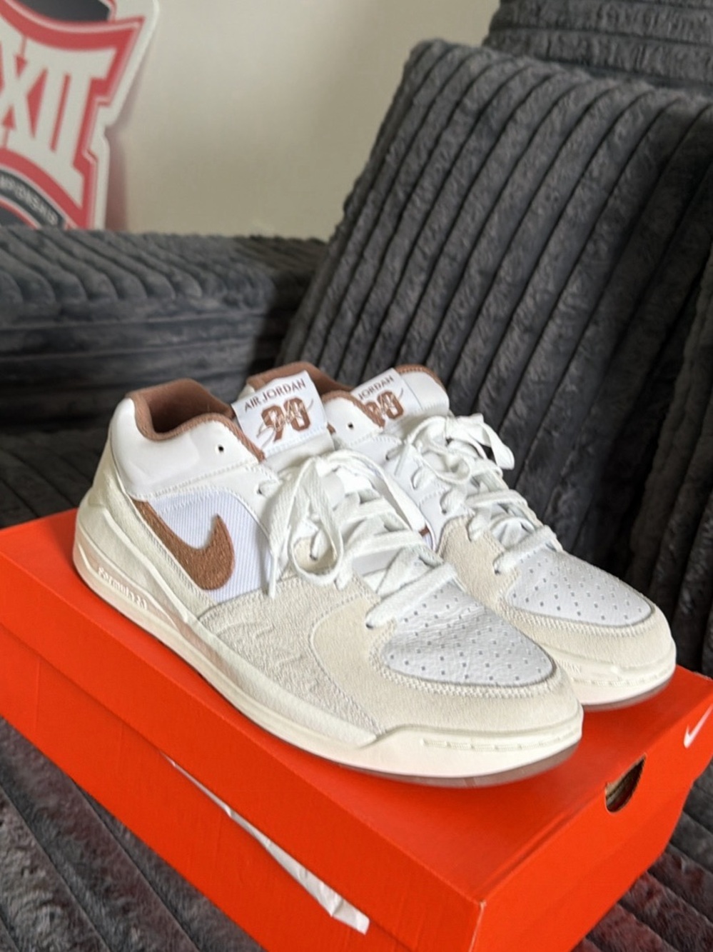 Jordan Low-Top Sneakers in White and Brown